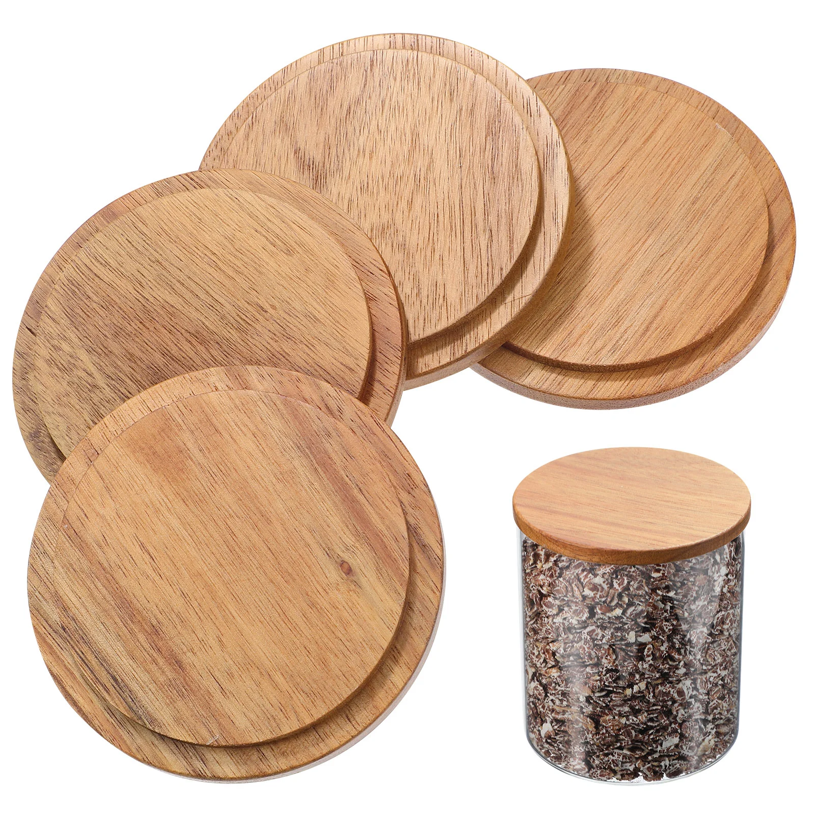 

4 Pcs Multi-use Cup Lids Espresso Wooden Convenient Mug Covers for Decor Office