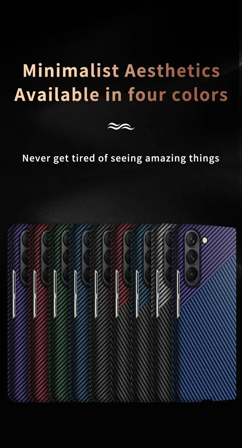 Custodia pieghevole in fibra di lusso ultra sottile e delicata sulla pelle per Samsung Galaxy Z Fold 6 5 4 3 5G, antiurto, rigida per PC_voghion.com