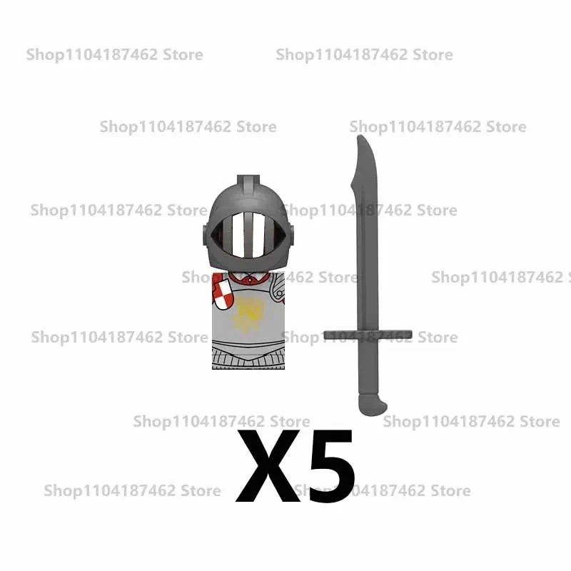 Medieval Knight Army Set with Green Dragon and Wolf Warrior Building Blocks
