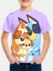 Cartoon B-Blueys Bandit Chilli 3D Print Baby Clothing 5 to 14 Years Male Outdoor Clothes for Children Boy Girl Child Top Shirts 2