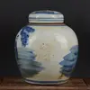 Chinese Blue and White Porcelain Jar Qing Kylin & Kid Design Pot Tea Caddy 6.3" 5