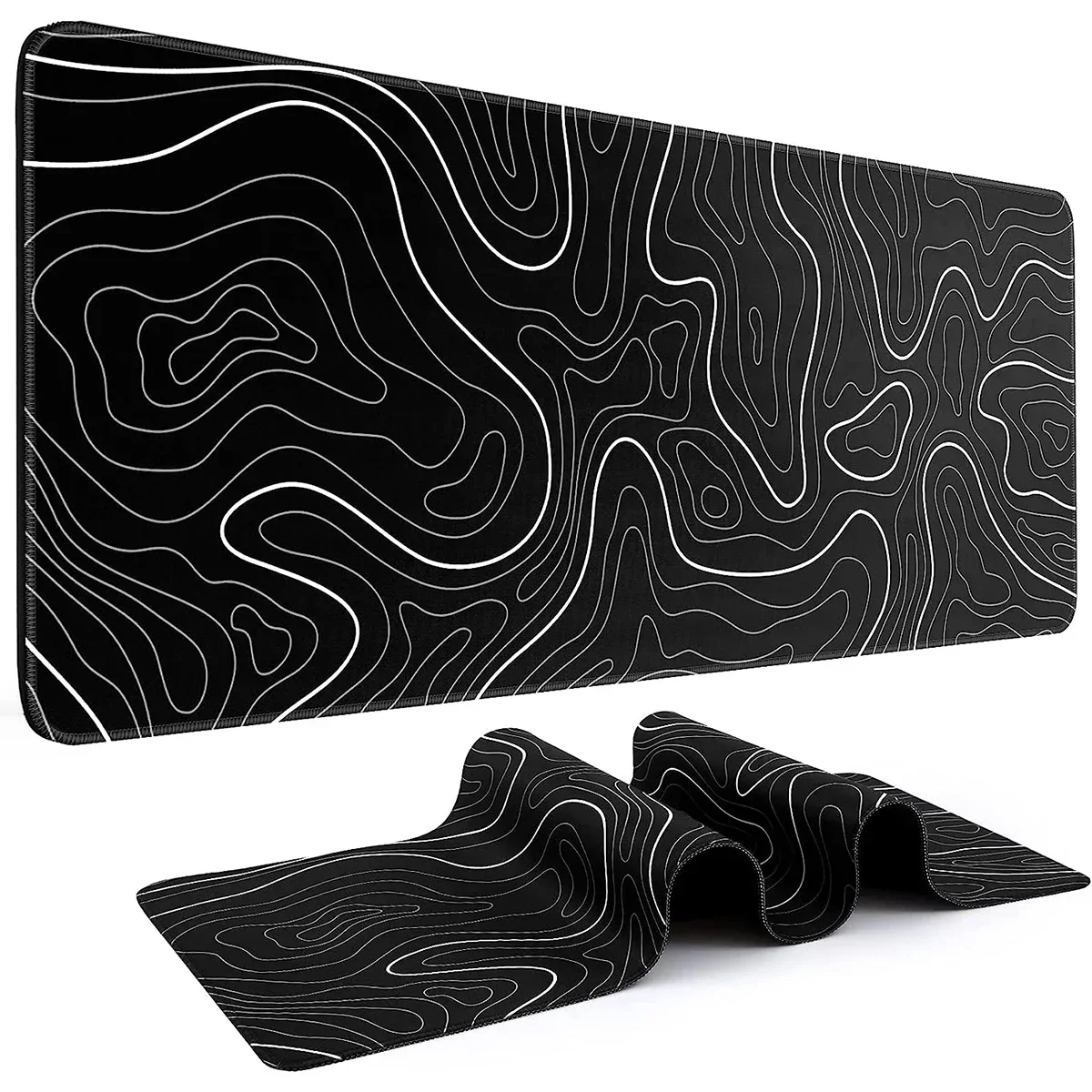 1Pcs Gaming Mouse Large Keyboard Pad 30x80x0.2cm Topographic Mouse Pad Black and White Mouse for Keyboard with Anti-Sl 2