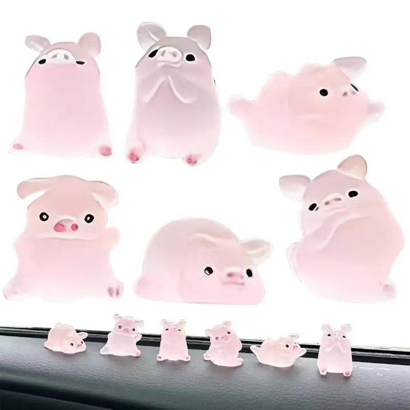 

Mini Pigs Car Dashboard Ornaments Multi Functional Anti Slip Pendant Glowing Center Console Decor Automobile Accessories