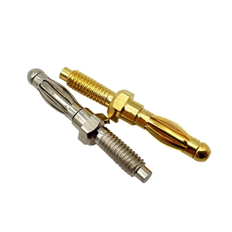 4mm 바나나 플러그 커넥터 20Pcs 나사형 스크류 타입 랜턴 헤드 오디오 앰프 테스트 프로브용 남성 터미널 스터드 골드 실버