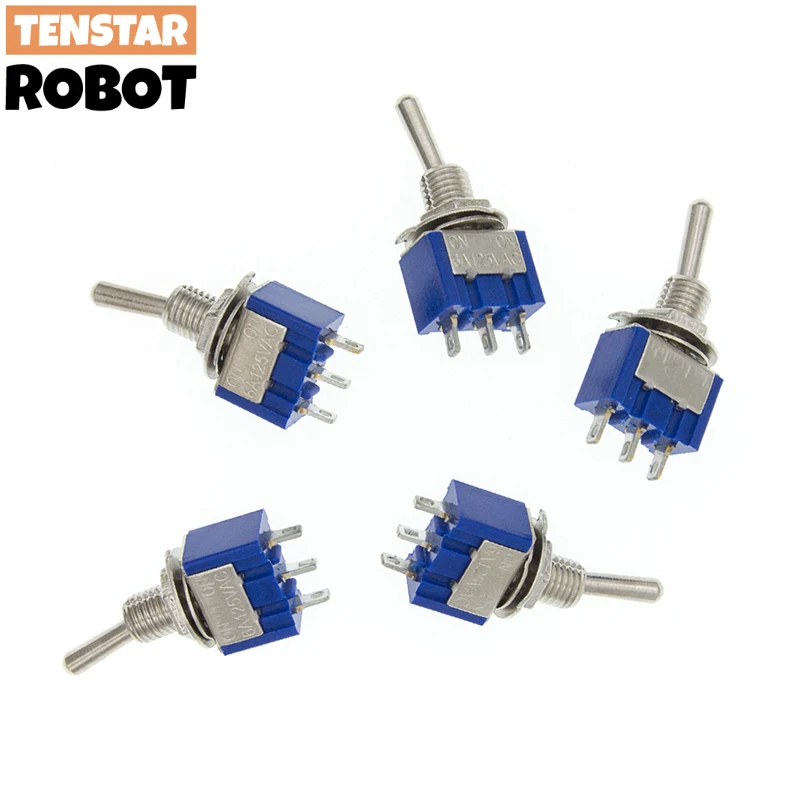Toggle switch 10pc Blue Mini MTS-102 3-Pin SPDT ON-ON 6A 125VAC Miniature toggle switches
