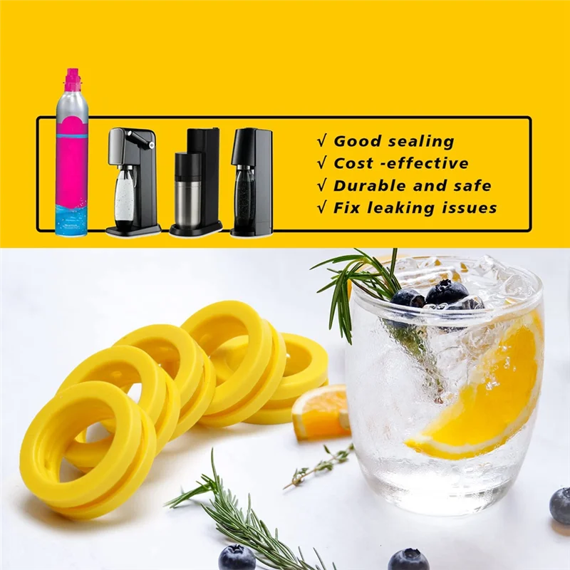 O Rings Soda Machine Co2 Cylinder Exchange Carbonator Gaskets 5Pcs Gaskets Ring for New Soda Maker & Pink Cylinder