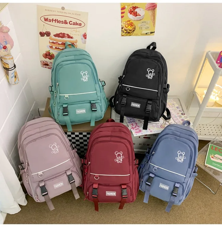 Girls' new school bag High school students' large capacity light backpack ins Versatile simple