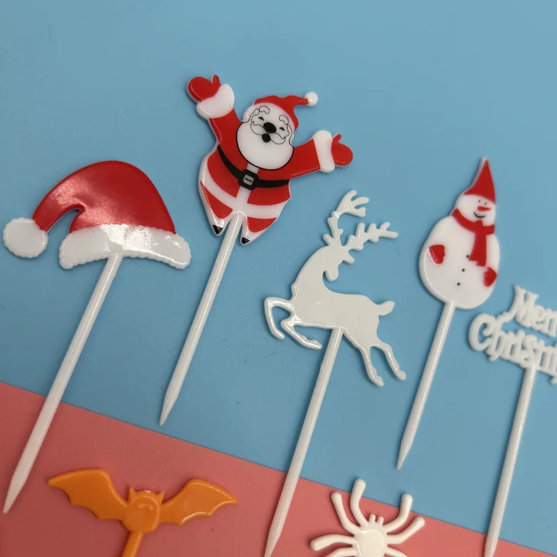 Food Picks Christmas Hallowee Fruit Fork Kids Reusable Lunch Box Toothpick Salad Snack Cake Dessert Fork Decoration