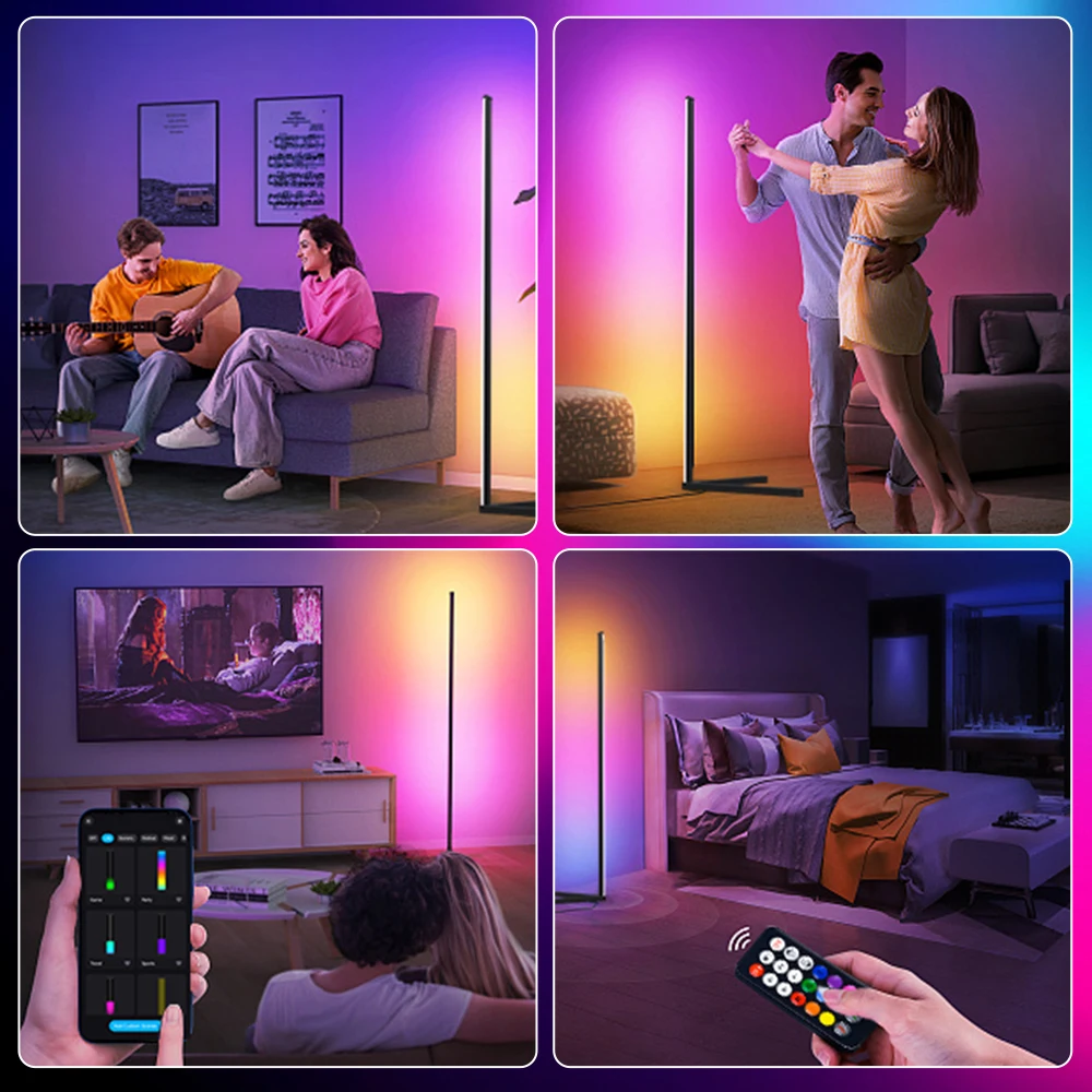 RGB LED 플로어 램프, 실내 홈 장식, 모던 코너 플로어 램프, 거실 로마 아트 장식, 대기 스탠딩 스탠드 조명