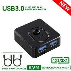 Advanced USB 3.0 KVM Switch with Bidirectional Hub and USB2.0 Extension for Shared Device Control (USB3.0  Data Cable)