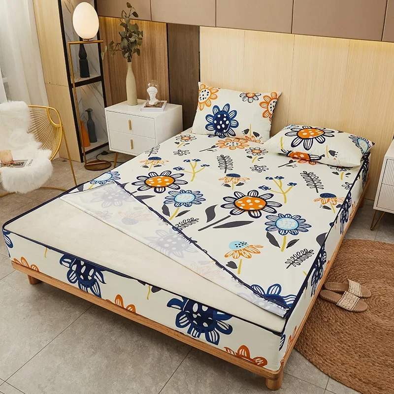 Protège-matelas à six côtés avec fermeture éclair, drap de lit entièrement étanche, housse anti-poussière, couvre-lit personnalisé, Queen, King, Twin, Full