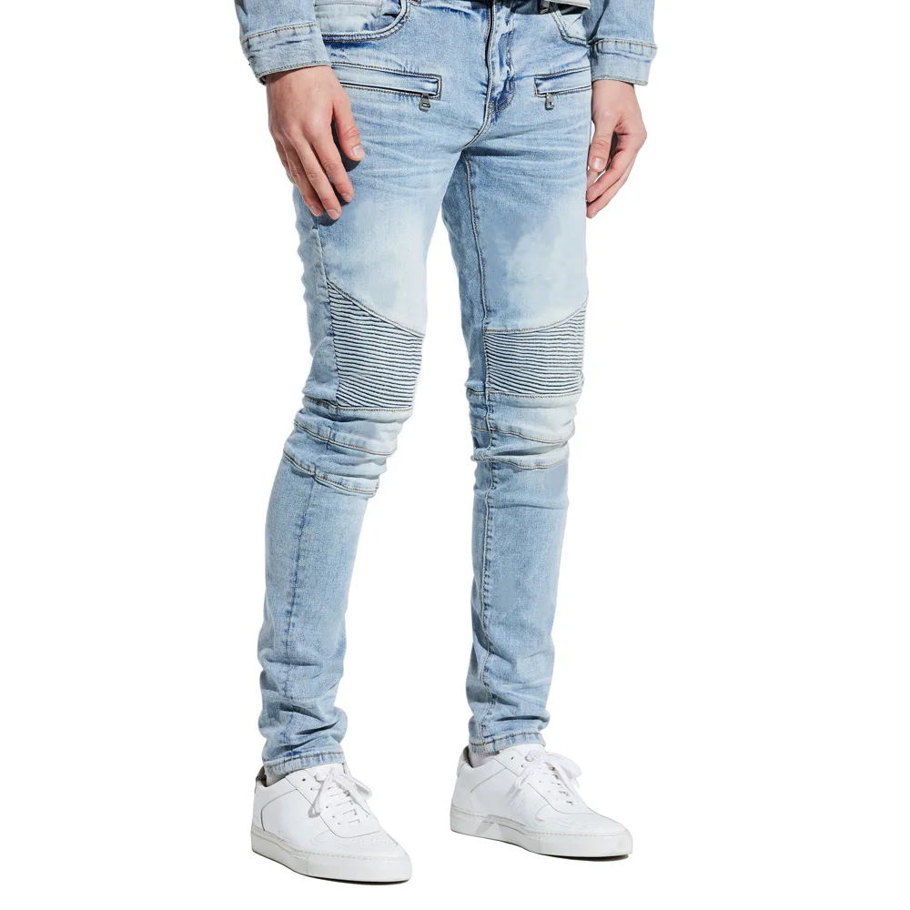 Men\'s Stretch Skinny Moto Biker Jeans Fashion Casual Denim 2022 Jeans