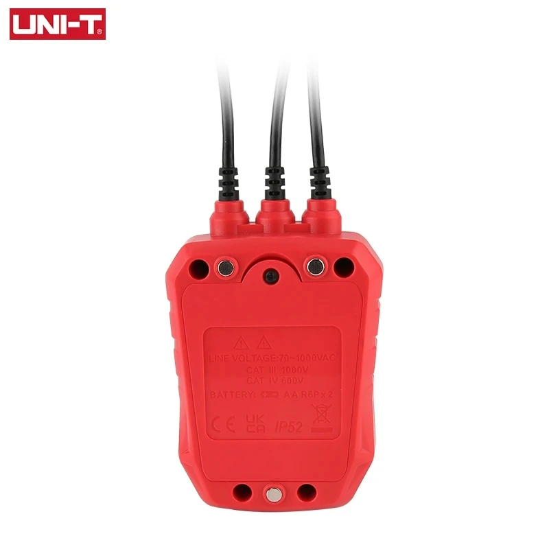 UNI-T Non-Contact Three Phase Detector UT262E Rotation Tester Phase Sequencer Breaker Finder 70V-1000V AC LED Buzzer Indication 3
