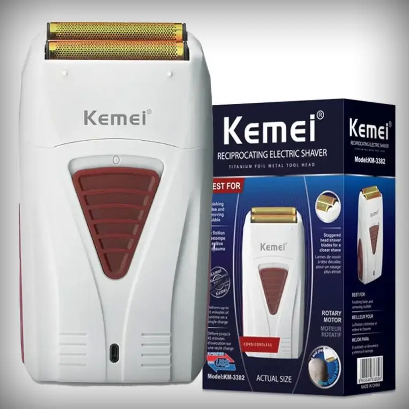 Kemei 3382 Rechargeable Electric Shaver Hair Beard Electric Razor For Men Bald Head Shaving Machine Foil Titanium Cord/Cordless