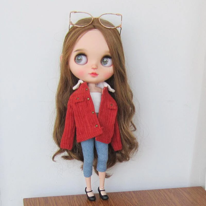 

New Arrival 1Pcs Blythe Clothes Fashion Red Jacket Clothing Stand Collar Cool Coat for Barbie Blythe Azone 1/6 Doll Accessories