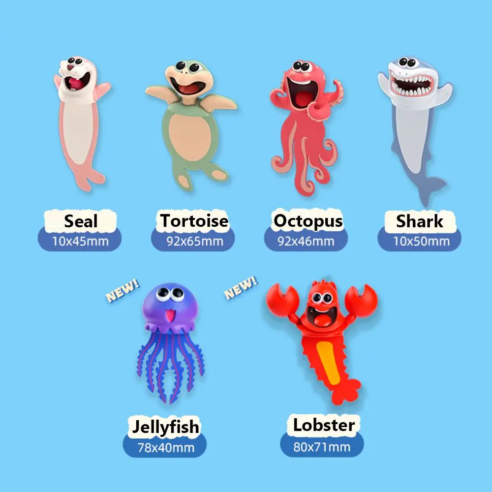 Creative Cartoon Sea Animal Bookmarks PVC 3D Stereo Wacky Octopus Lobster Book Markers Student School Stationery Gift