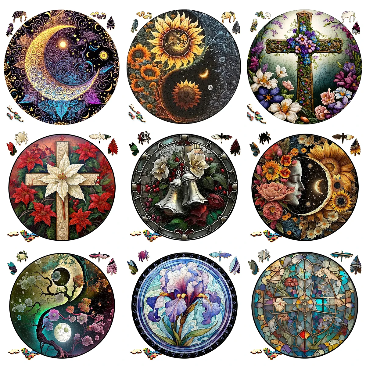 Puzzle In Legno Mandala Funny Flower Plant Surprise Toys Puzzle In Legno 3D Giochi Creativi Animali A Forma Rotonda Puzzle Segreto