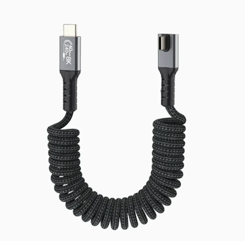 Revolutionary 90-Degree USB-C Coiled Cable - High-Speed Data Transfer & Power Delivery
