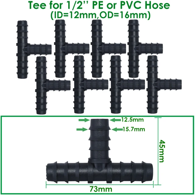 Kesla 40Db Csepegtető Öntözés 1/2 "Barb Póló Csatlakozó Adapter Id = 12Mm Od 16 Mm Pe Öntőcsövek Tömlő Javítás - Image 2