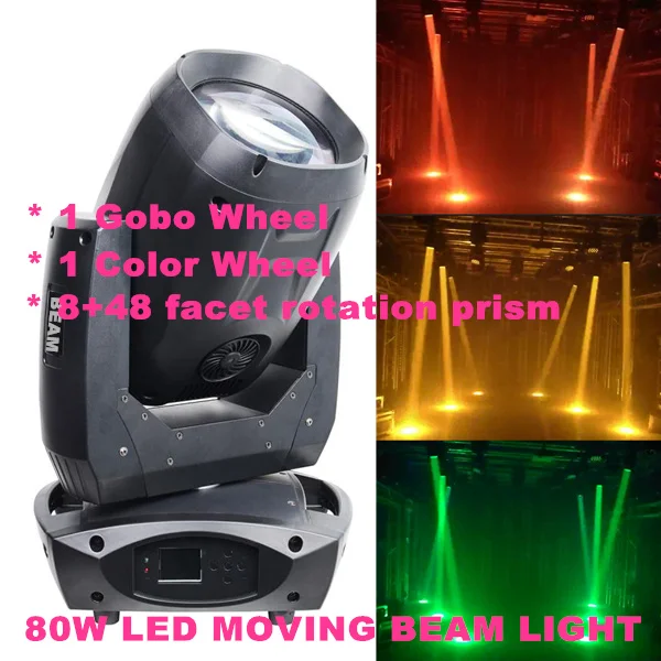 

2pcs/lot 2022 New Powerful 80W LED Beam Moving Head Light Beam LED Disco Light DJ effect gobo Stage Night club Wedding Light