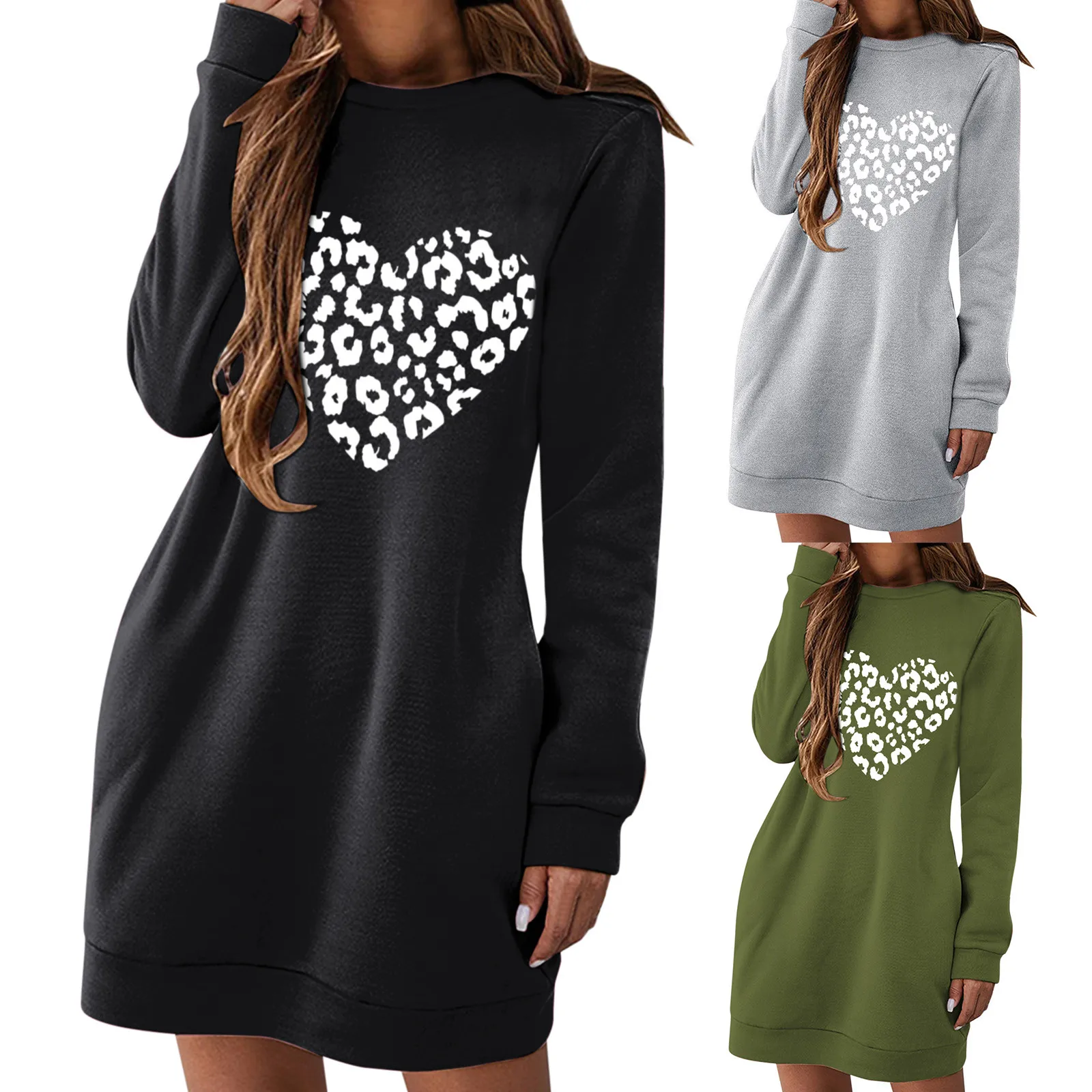 ANGYFIT Womens Casual Dresses Round Neck Long Sleeve 1