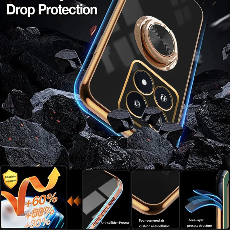 Plating Magnetic Ring Phone Case - Sleek and Protective Back Cover with Enhanced Grip