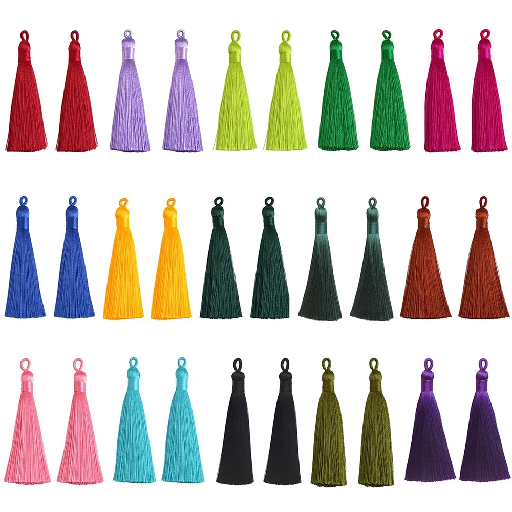 8cm Handmade Tassel tassel fringe tassel decoration tassel accessories tassel trim mini tassels bookmark tassels Fashion Soft Tassels with Loops Silk Multi-Color Tassel Brush For Jewelry Making DIY Bookmarks Craft 5/10Pcs