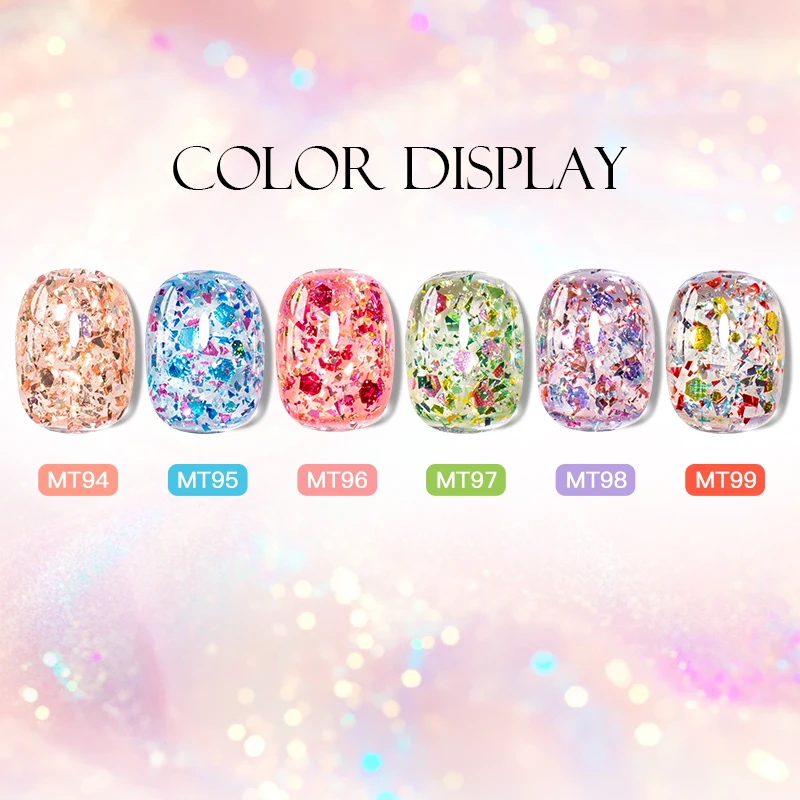 7ml 캔디 스팽글 네일 젤 폴리쉬 반짝이는 글리터 샤이닝 쏙 오프 UV LED 세미 퍼머넌트 바니쉬 DIY 네일 아트 매니큐어용