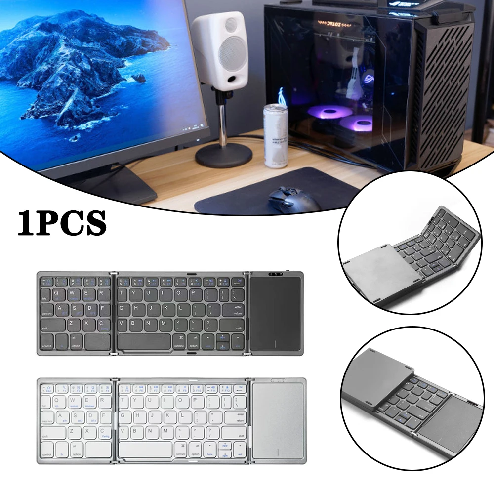 

1pc Wireless Keyboard Foldable Office Bluetooth-Compatible Keyboard With Touchpad Can Connect 3 Devices Simultaneously