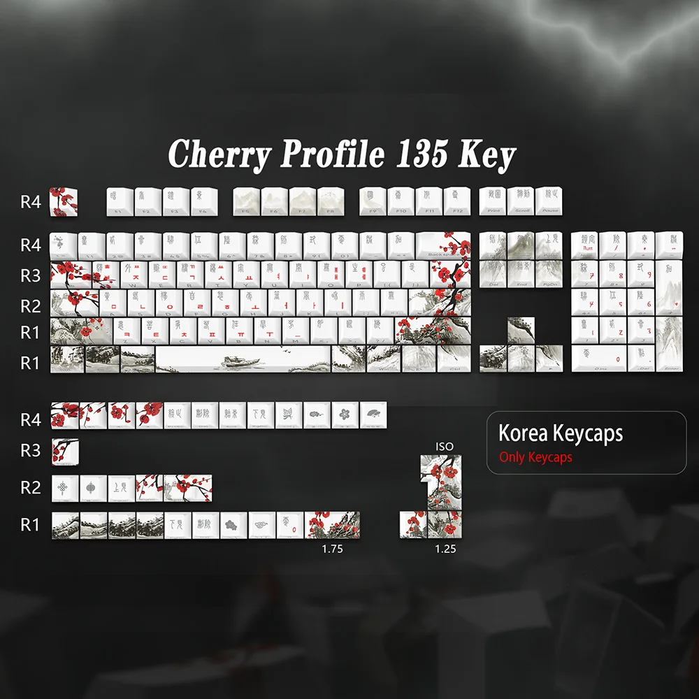 Plum Blossom, Dye Sub, Backlight Keycap para