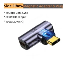 100W USB - C Magnetic Fast Charge & Data Transfer Adapter, 8K Display Support (Side Elbow)