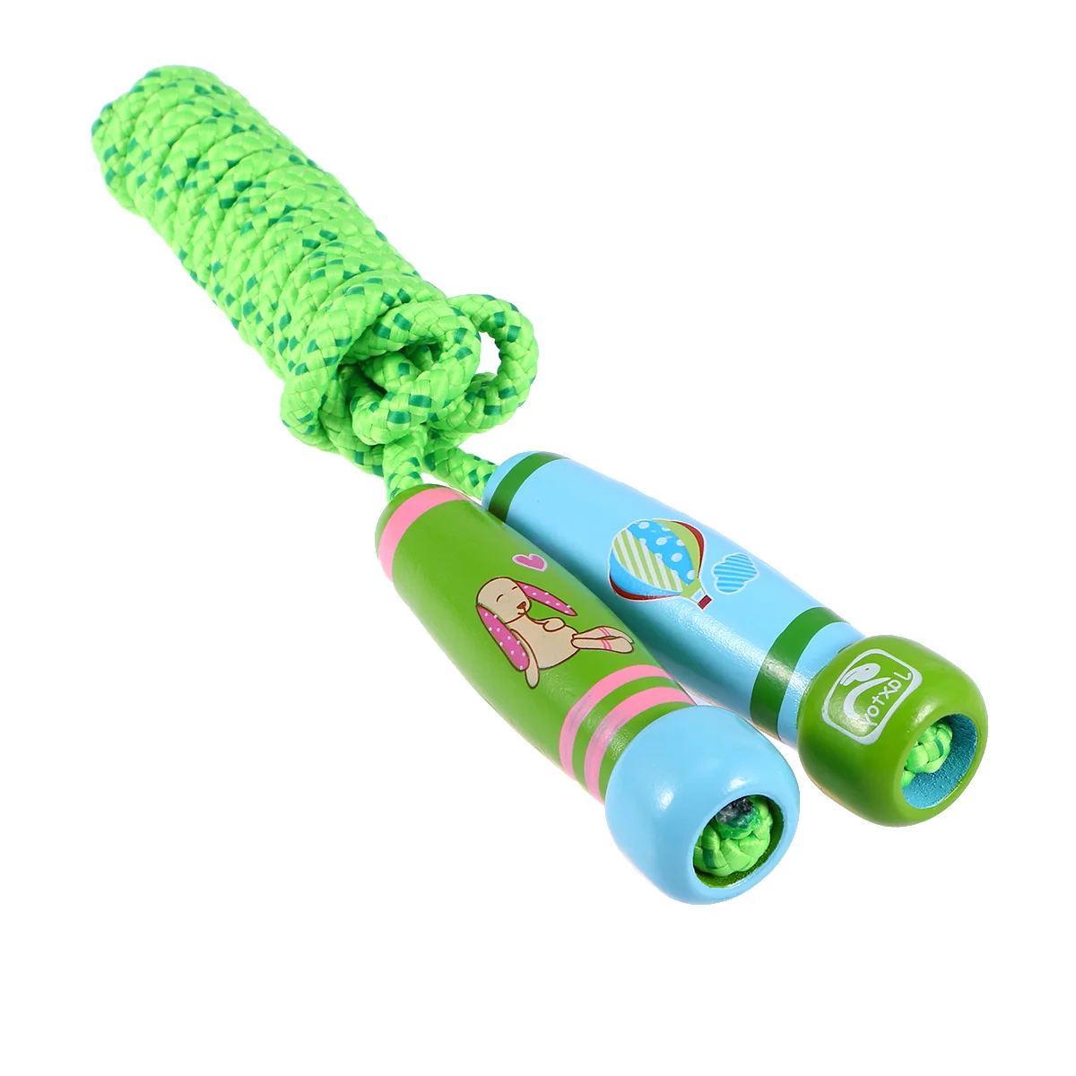 

Kids Jump Rope Cartoon Pattern Adjustable Jumping Ropes with Wooden Handle Sports for Indoor Fitness Gadget Tool