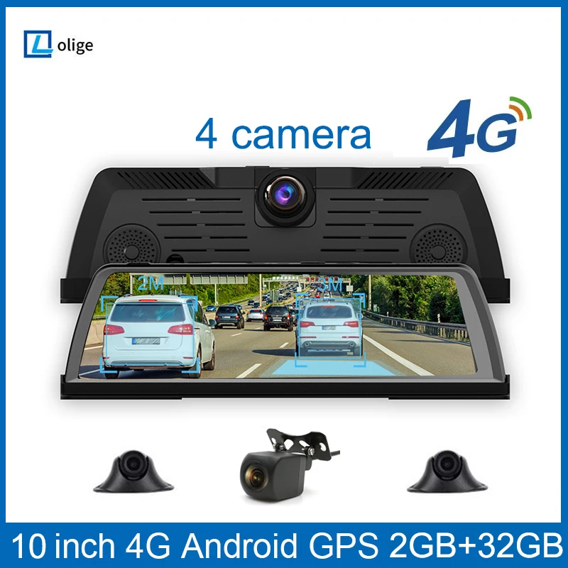 Car Dvr Black Box Adas Android Dashboard Gps 4G Wifi Bt Dual Len Dash Cam Per Car Mirror Recorder Monitor 1080P Telecamera Di Parcheggio
