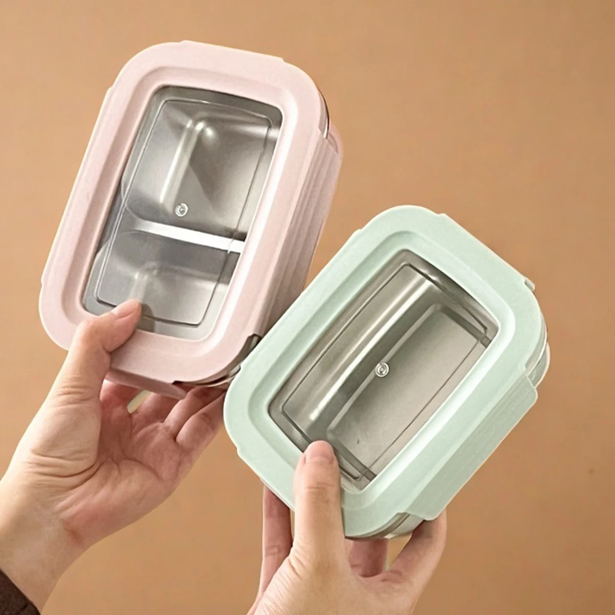 WORTHBUY 304 Stainless Steel Divided Bento Lunch Box With Detachable Lid Student Portable Large Capacity Sealed Lunch Container WORTHBUY 304 Stainless Steel Divided Bento Lunch Box With Detachable Lid Student Portable Large Capacity Sealed Lunch Container