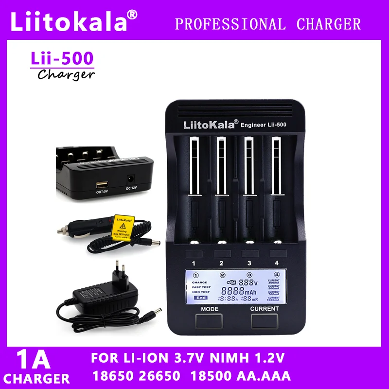 

Зарядное устройство Liitokala для литиевых батарей, с ЖК-дисплеем