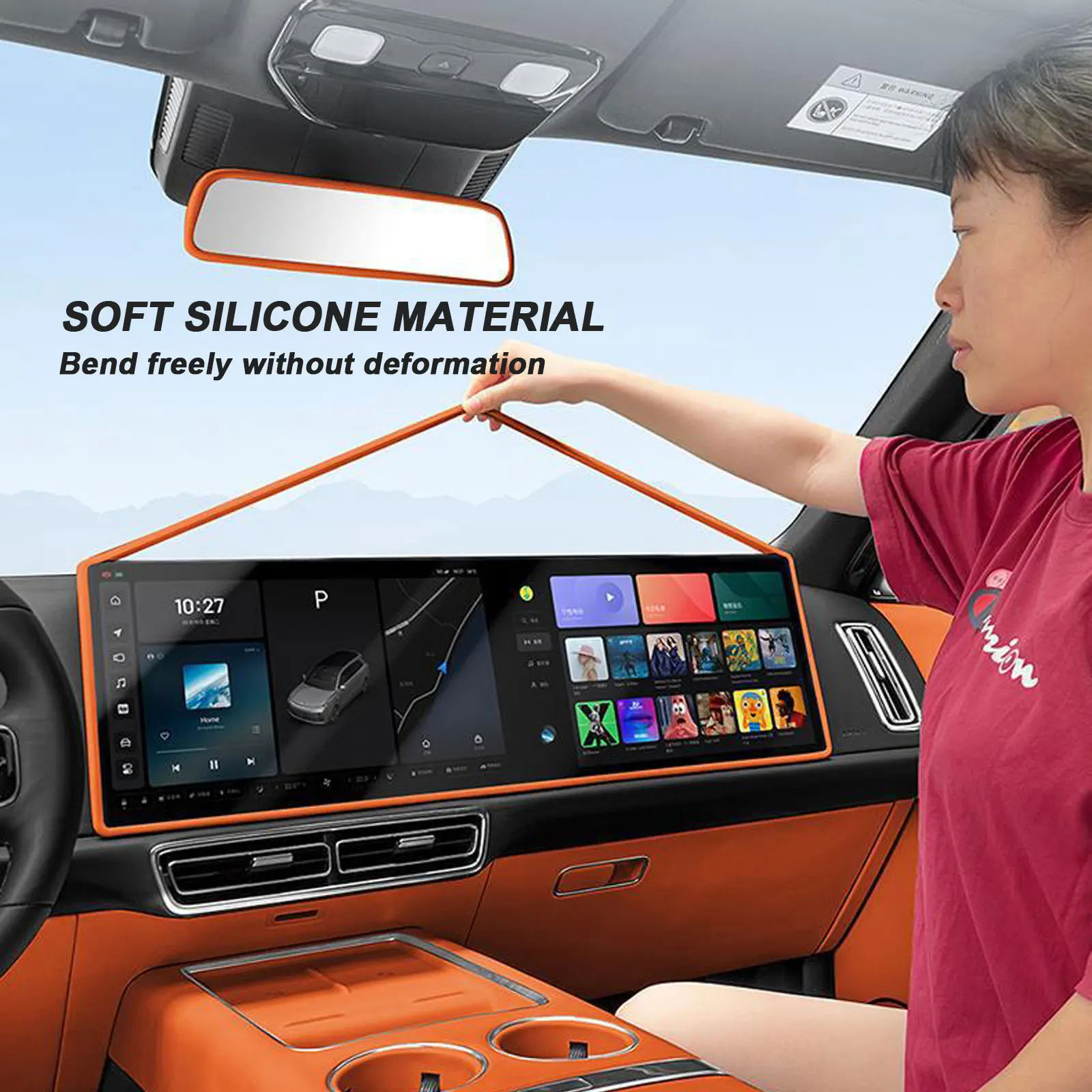 

For Leading Ideal LiXiang L7 L8 L9 2022 2023 Silicone Screen Frame Display Edge Protector Central Control Protective Cover