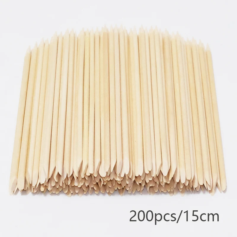 Nail Art Orange Wood Cuticle Sticks - Precision Manicure Tools for Gel Polish and Nail Design
