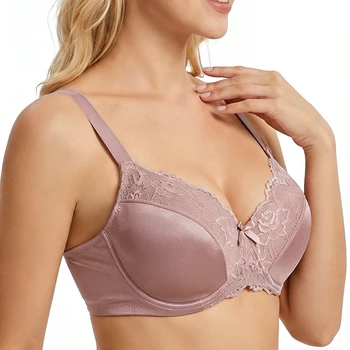 Sheroine Plus Size Floral Lace Underwire Bra, Minimizer Full Coverage Non Padded Support Bra for Everyday Comfort & All-Day Wear 2