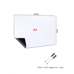 Magnetic Dry Erase Board | Flexible Fridge Whiteboard Sheet for Kitchen Memo & Grocery Lists (A4 with 2 pens)