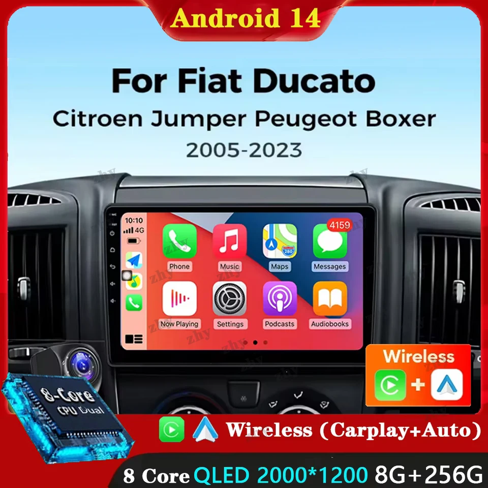 Roinvou 4 128G Autoradio Android 15 für FIAT Ducato