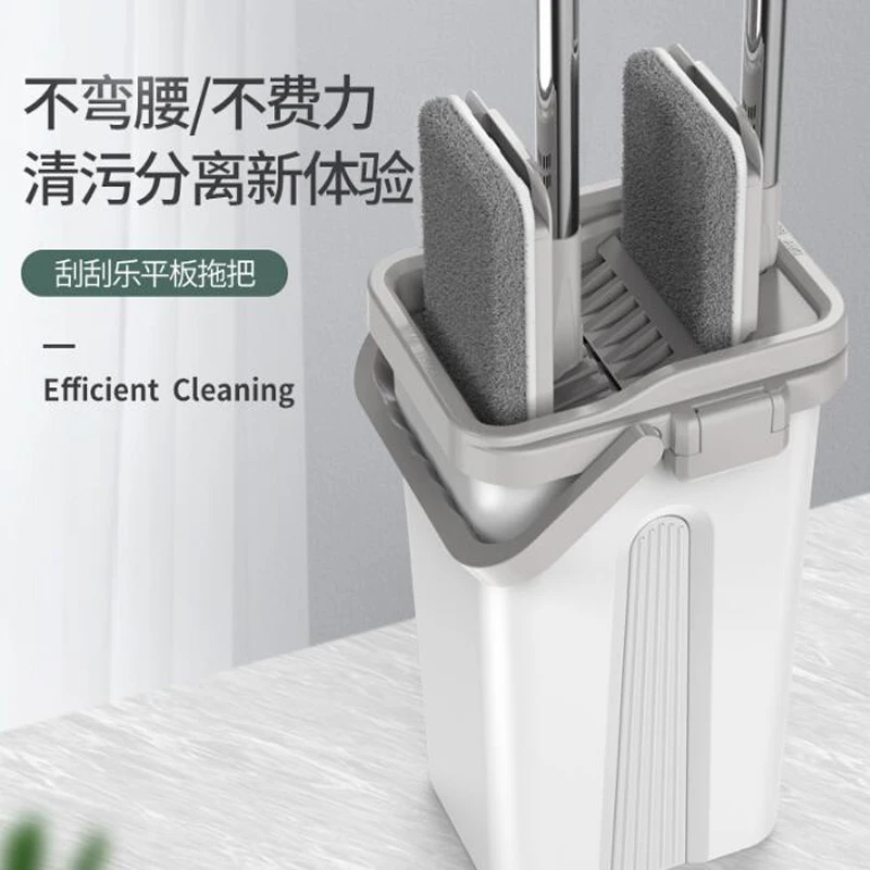 Mop Per Pavimenti Piatti Squeeze Mop And Bucket Lazy Mop Hand Free Wringing Mop Per La Pulizia Del Pavimento Uso Bagnato O Asciutto Su Detergente Per 