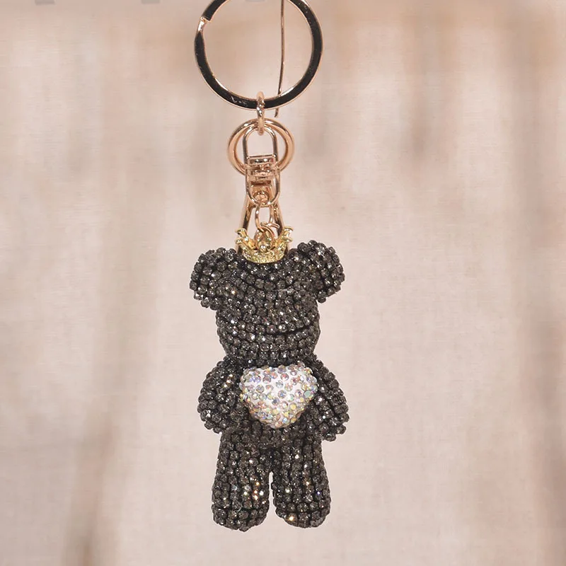 Diamond Heart Violent Bear Keychain Pendant Bag Pendant Sparkling Diamond Cartoon Doll Birthday Gift Keychain 6