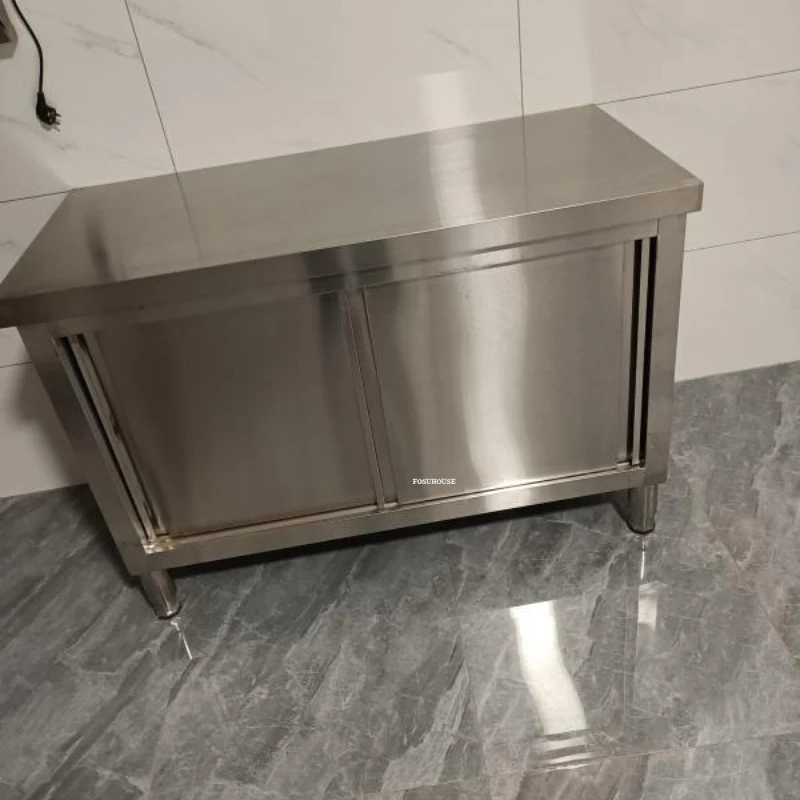 Stainless Steel Kitchen Cabinet Workbench Kitchen Furniture Commercial Operating Table for Hotel Home Cupboard with Sliding Door 5