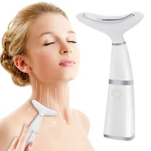 

LED Photon Therapy Neck and Face Lifting Tool Vibration Skin Tighten Face Slim Reduce Double Chin Anti-Wrinkle Remove Device