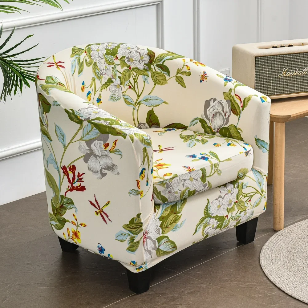 Floral Printed Club Sofa Cover Spandex Armchair Covers Tub Chair Slipcover for Living Room Couch Cover with Seat Cushion Covers 4