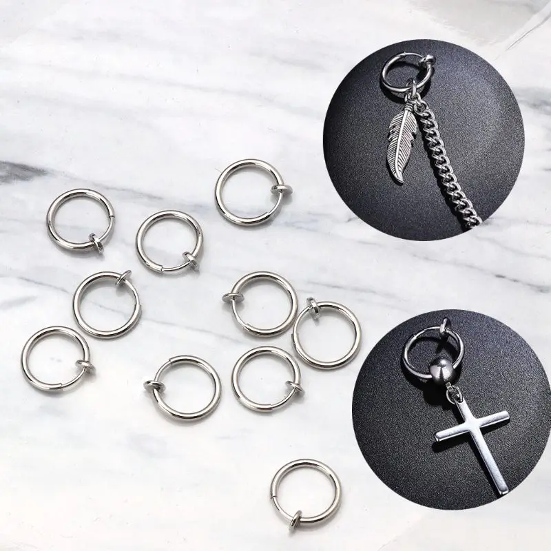 Round Clip-on Hoop Earrings Clips Spring Hoop Ear Rings 13mm For Non-Pierced Ears DIY Earring Making Accessary