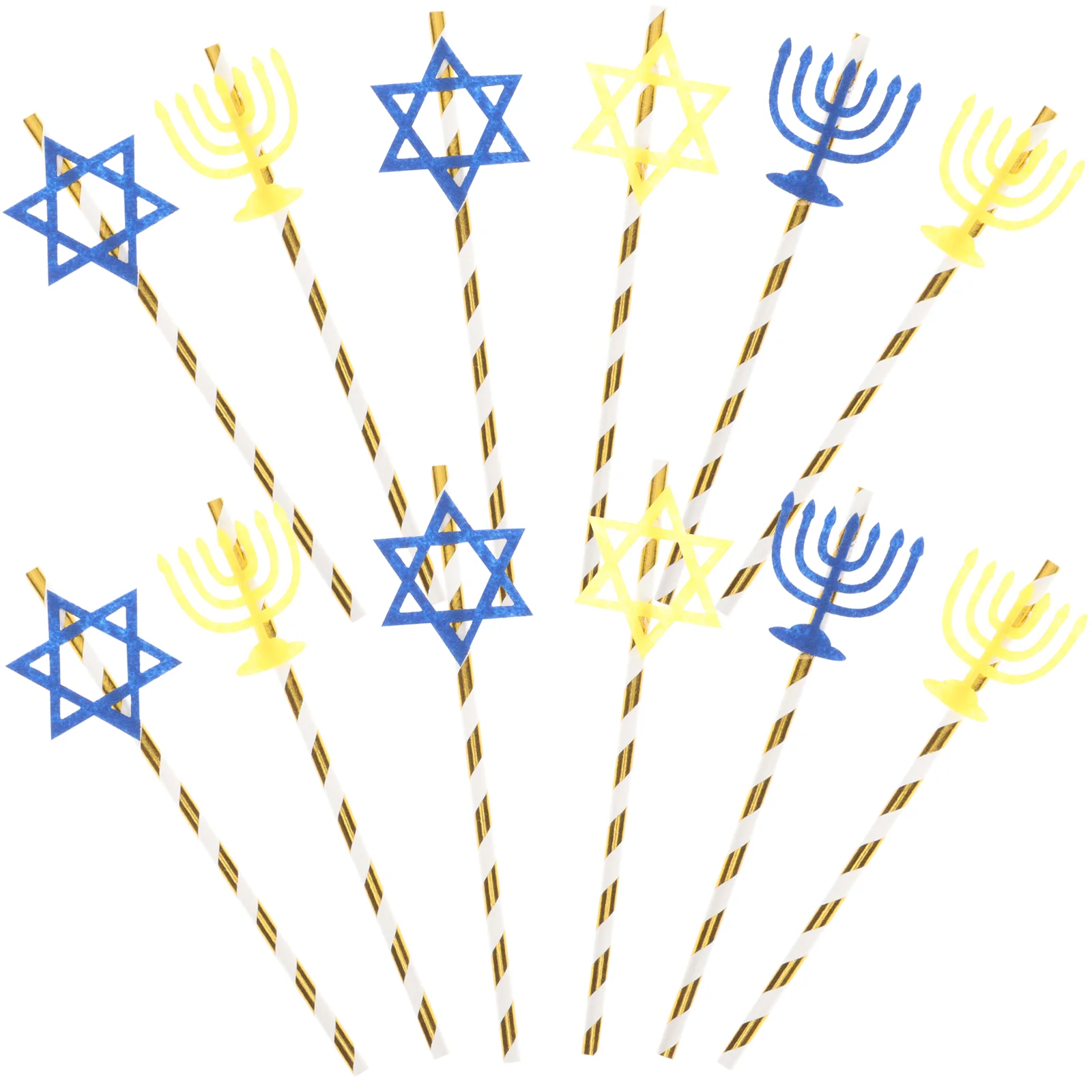 20 Pcs Dining Table Hanukkah Decoration Menorah Straws Paper Reliable Drinking Party