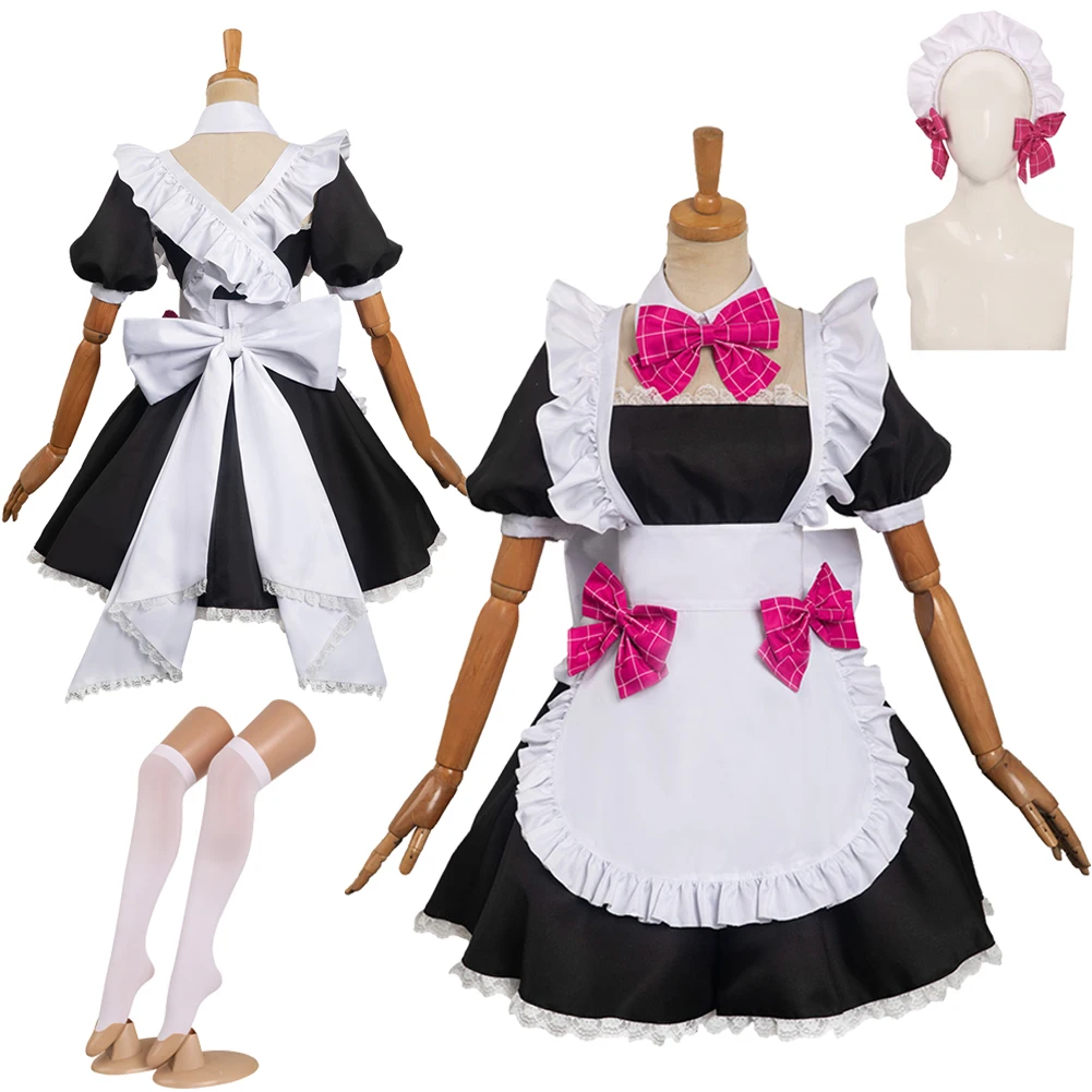 

Hoshino Ai Cosplay Costume Anime OSHI NO KO Maid Dress Apron Headband Outfits Female Women Adult Halloween Carnival Party Suit