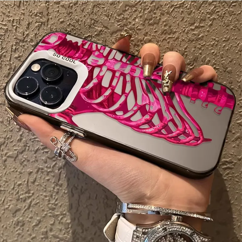 Vibrant Pink and Green Skull Design Phone Case