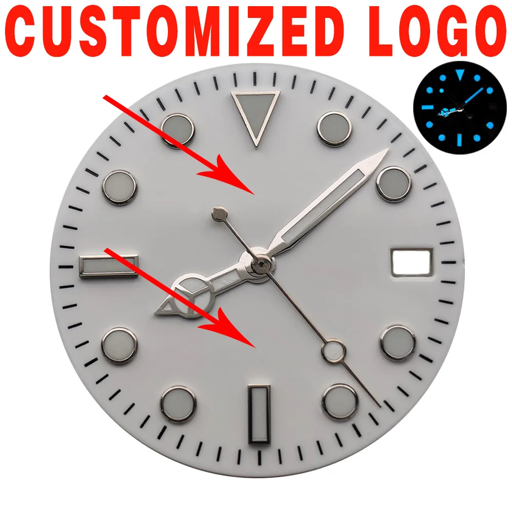 New enamel glass texture dial 29mm blue luminous dial blue luminous pointer fit Automatic movement replacement parts